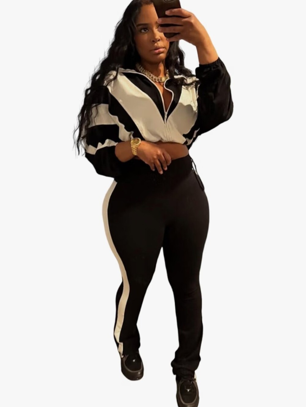 Women 2 Piece Outfit Casual Sweatsuit Zip Up Jacket Long Pants Workout Sets